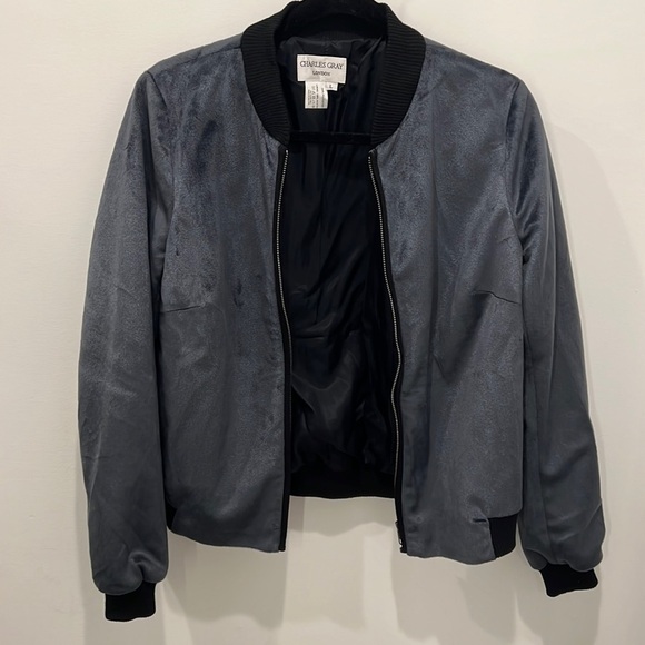 Charles Gray London Velour Zip Bomber Jacket - Picture 1 of 7